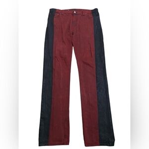 Nudie Jeans Co Men Designer Denim Pants Size 36x34 Organic Red Black Distressed